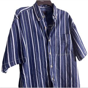 Vintage Chambray Biker Denim Greaser Mens Siz Med 60s 70s Style Short Sleeve